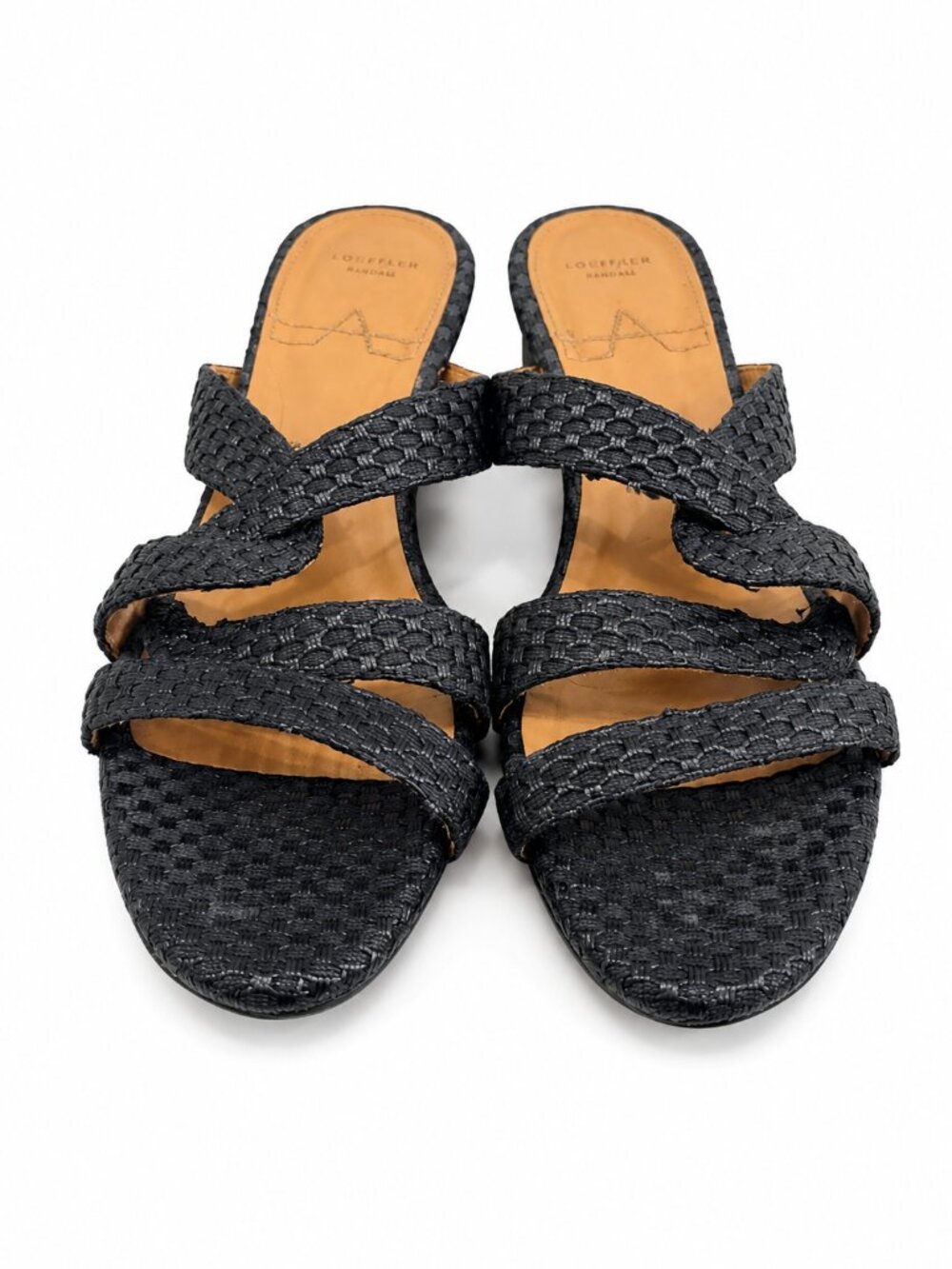 Aquatalia Woven Heeled Sandals Women’s Size 10 Black Made In Italy Raffia